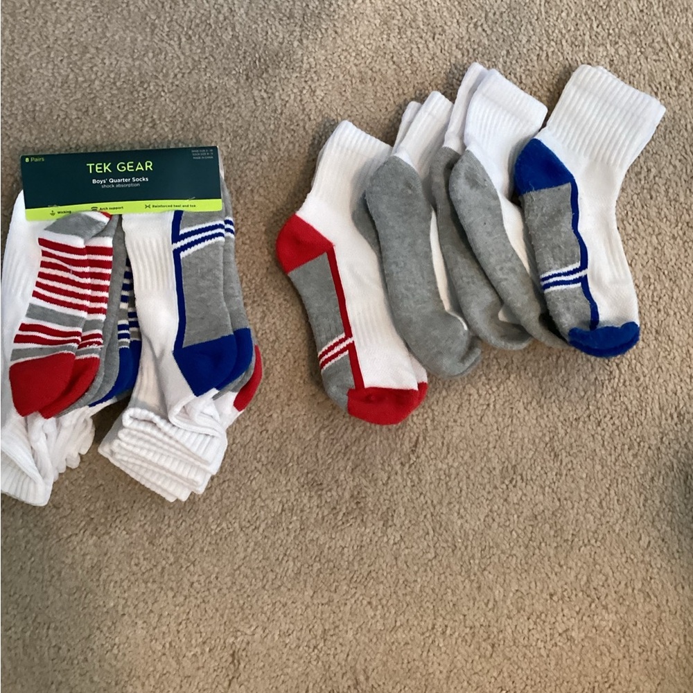 Tek Gear Kids' Socks - White, Red, Blue, Gray